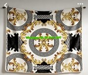 Versace Black White and Gold Baroque Pattern Flannel Throw Blanket IMG_1503